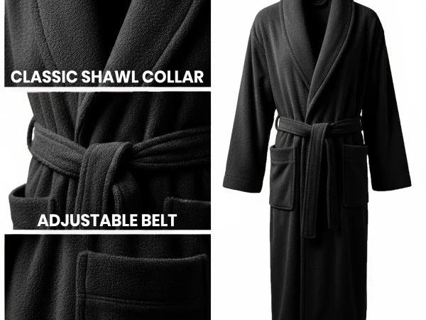 Imperial Shawl Collar Bathrobe Black Large2