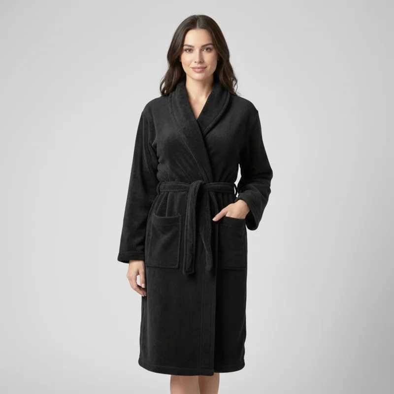 Imperial Shawl Collar Bathrobe Black Large
